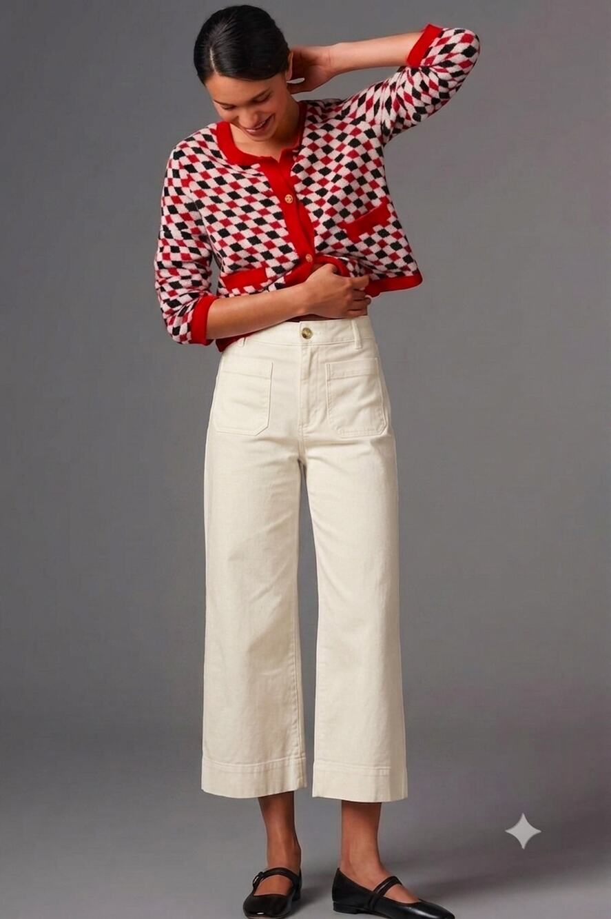 Maeve x Anthropologie Colette Magic Fabric Crop Wide-Leg Pants. Size 33 Ret $120